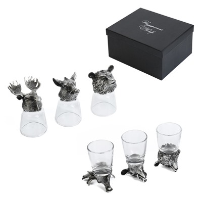 Подарочный набор рюмок-перевёртышей «Настоящему мужчине», на 3 персоны, рюмка 50 мл, нож