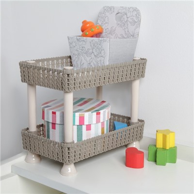 Этажерка настольная 2 яруса «Плетение», 24×15×20 см, МИКС