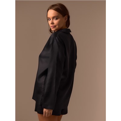 Пижама женская (рубашка, шорты) SL HOME Tensel Home, размер 52-54, чёрная