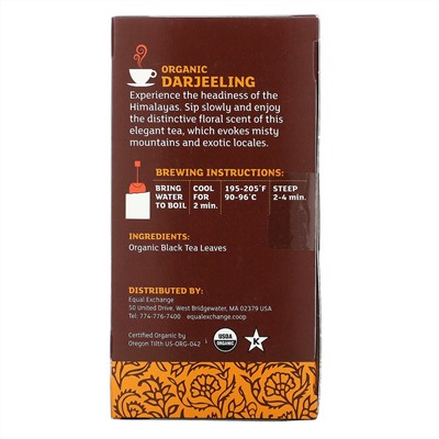 Equal Exchange, Organic Darjeeling, Black Tea, 20 Tea Bags, 1.41 oz (40 g)