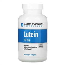 Lake Avenue Nutrition, лютеин, 20 мг, 360 растительных мягких таблеток