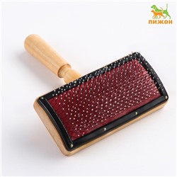 Щётка - пуходёрка деревянная «Премиум» широкая с каплями, основание 120×60 мм