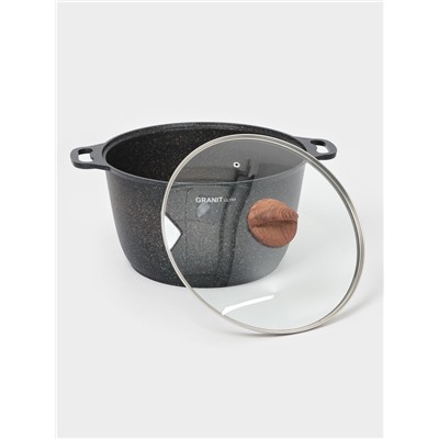 Кастрюля KUKMARA Granit ultra, 10 л, d=32.5 см, h=25.5 см, антипригарное покрытие, литой алюминий, коричневая