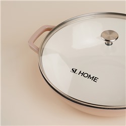Сковорода-Вок SL Home, 3.1 л, d=31 см, h=8.5 см, с эмалированным покрытием, индукция, чугун, бежевая