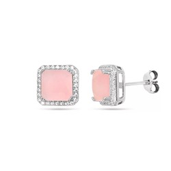 Серьги из серебра розовый кварц, МЦВА192
