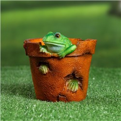 Декоративное кашпо «Горшок с лягушкой», 14×13×13 см, полистоун