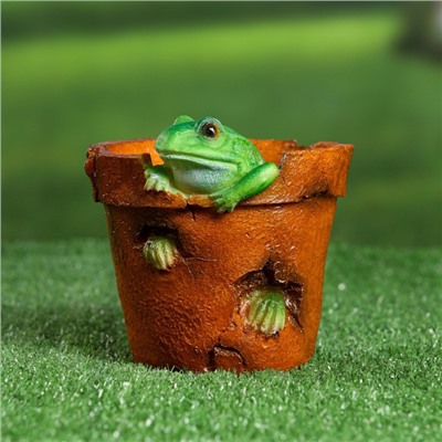 Декоративное кашпо «Горшок с лягушкой», 14×13×13 см, полистоун