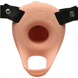 Телесный полый страпон 2  Erection 28X Smooth Vibrating Silicone Penis Sheath - 16 см.