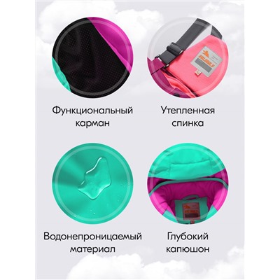 Горнолыжный костюм зимний для девочки бирюзового цвета 9420Br