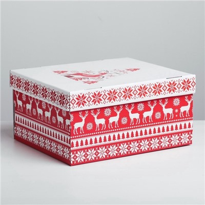 Коробка подарочная новогодняя складная «Скандинавия», 31×25.5×16 см