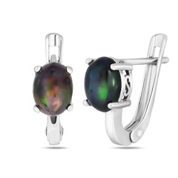 Серьги, опал нат. черный, SL-RIC78