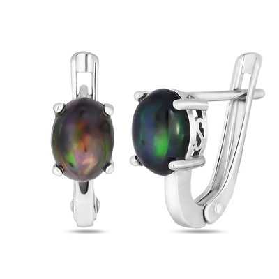 Серьги, опал нат. черный, SL-RIC78