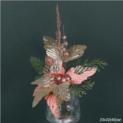 Цветок декоративный Пуансеттия 45 см / GLX01-2421 /уп 480/