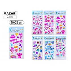 Декоративные наклейки 10х22 ПРАЗДНИК см 6 дизайнов M-8570 Mazari
