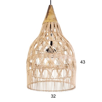 Светильник потолочный из ротанга «Эки», 1×120 Вт, Е27, 30×30×60 см