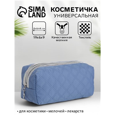 Косметичка на молнии женская, маленькая, синий