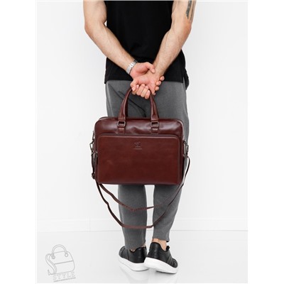 Портфель мужской кожаный 68001 brown Fuzhiniao в Новосибирске
