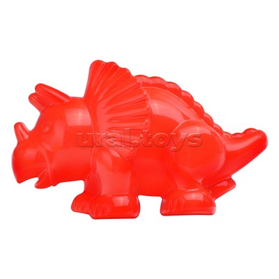 Песочный набор "Три кота" №16: Ведро с наклейкой, лопатка №5, грабельки №5, формочки (цветок + морской конёк + динозавр №1)