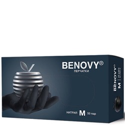 BENOVY Перчатки нитриловые ЧЕРНЫЕ М 100 шт/уп