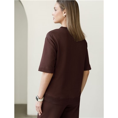 Футболка свободная с принтом из футера двухнитки с эластаном