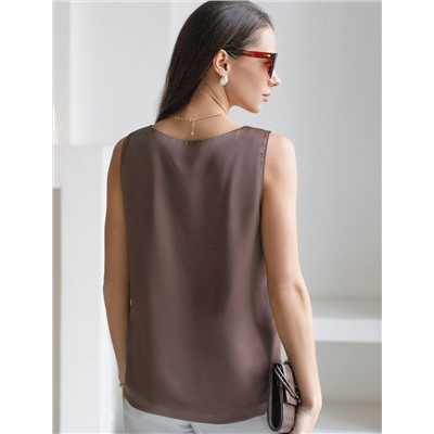 Элегантный топ с V вырезом из струящегося сатина