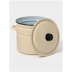 Кастрюля эмалированная, 10 л, d=26.5 см, с крышкой, без декора, цвет слоновой кости