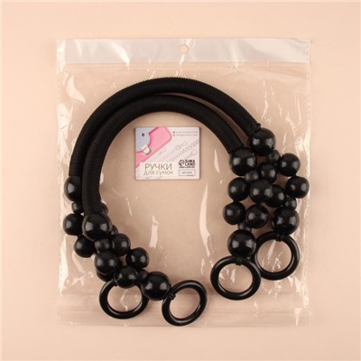 Ручки для сумки, 2 шт., вощёный шнур/дерево, 44×4 см, чёрные