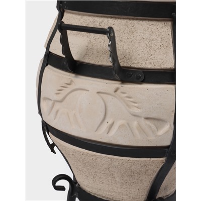 Тандыр «СамОбжар» с откидной крышкой, h=98 см, d=52 см, 97 кг, 12 шампуров, кочерга, совок