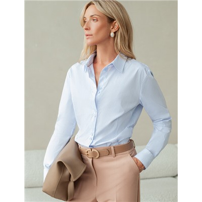 Блузка прилегающего силуэта из формоустойчивого хлопка