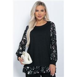 Блуза Хелли (черная/тюльпаны) Б11371