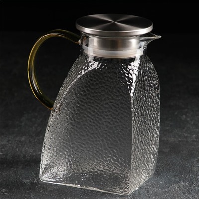 Кувшин для воды Magistro «Сара», 1.4 л, 15.5×9×20 см, с металлической крышкой, стекло, прозрачный