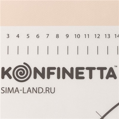 Коврик для выпечки и раскатки теста с разметкой KONFINETTA, армированный, силикон, 40×50 см, 0.44 мм, чёрный