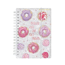 Записная книжка "Cute Journal Mini" А6, 80 л. на гребне с резинкой "сладкое настроение. Пончики", клетка