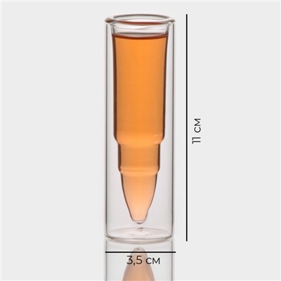 Стопки-шоты Magistro «Пуля», 30 мл, 3.5×11 см, с двойными стенками, набор 6 шт., стекло, прозрачные