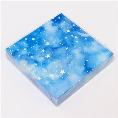 Коробка подарочная новогодняя с PVC крышкой «Новый год», 16×16×3 см