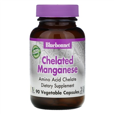 Bluebonnet Nutrition, Хелатированный марганец, 90 капсул