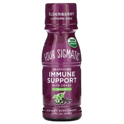 Four Sigmatic, Adaptogen Immune Support with Chaga, Elderberry, 6 Bottles, 2.5 fl oz (74 ml) Each