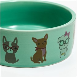 Миска керамическая «Важный пес» 250 мл - 11.5×11.5×5 см, зелёная