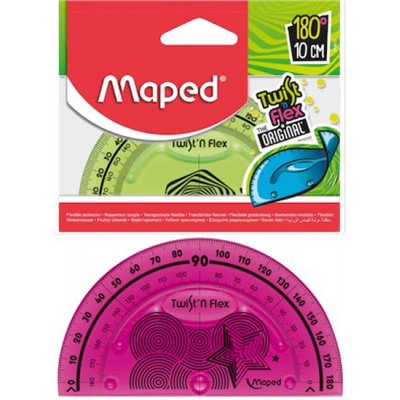 Транспортир 180 градусов 10 см TWIST'N Flex Flex пластиковый гибкий ассорти 279810 Maped