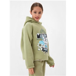 Толстовка (худи) детская MINAKU: CRUSH, оливковая, рост 104 см