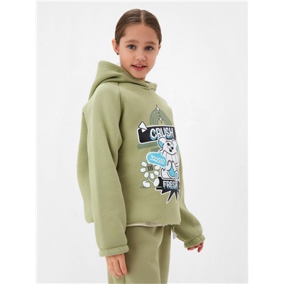 Толстовка (худи) детская MINAKU: CRUSH, оливковая, рост 104 см