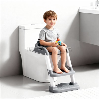 Детская накладка на унитаз со ступенькой (серый)