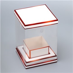 Коробка для цветов с вазой и PVC окнами складная, бронза, 16×23×16 см