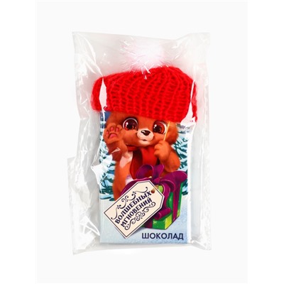 Шоколад новогодний молочный «Мишка» в шапочке, 27 г