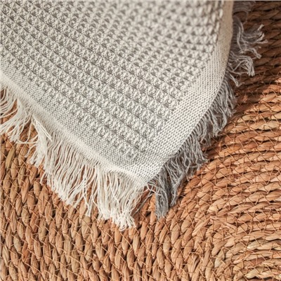 Плед с бахромой «Этель» Waffle, 130×180 см, серый