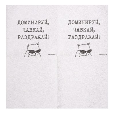 Салфетки бумажные однослойные «Доминируй, чавкай, раздражай», 24×24 см, набор 20 шт.