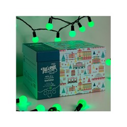 Гирлянда «Нить» 10 м с насадками «Шарики 2.5 см», IP44, тёмная нить, 100 LED, свечение зелёное, 8 режимов, 220 В