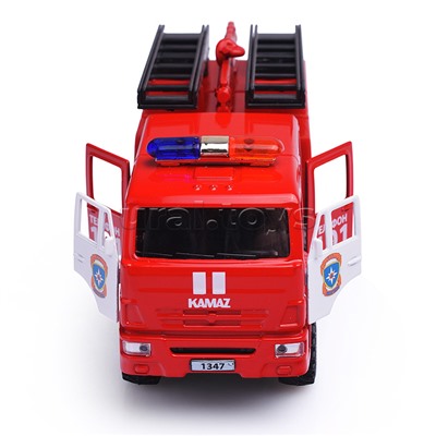 Машина металл Камаз-43502 МЧС 15,5 см, двери, подв дет, инер, кор.