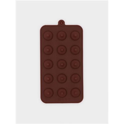 Форма для конфет и шоколада Доляна «Трюфель», силикон, 20.5×10.5 см, 15 ячеек (d=2.2 см), коричневая