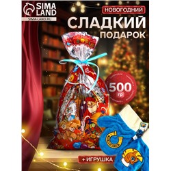 Сладкий новогодний подарок «Варежки», конфеты + игрушка, детский, 500 г